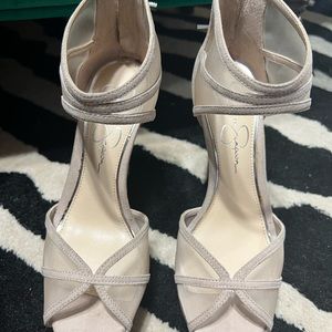 Jessica Simpson Beige Mesh Dress Heel Platforms Size 7
